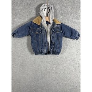 OutBrook Kids Baby Denim Jacket Sz 12 Months Blue Zipper Snaps Pockets Quilted
